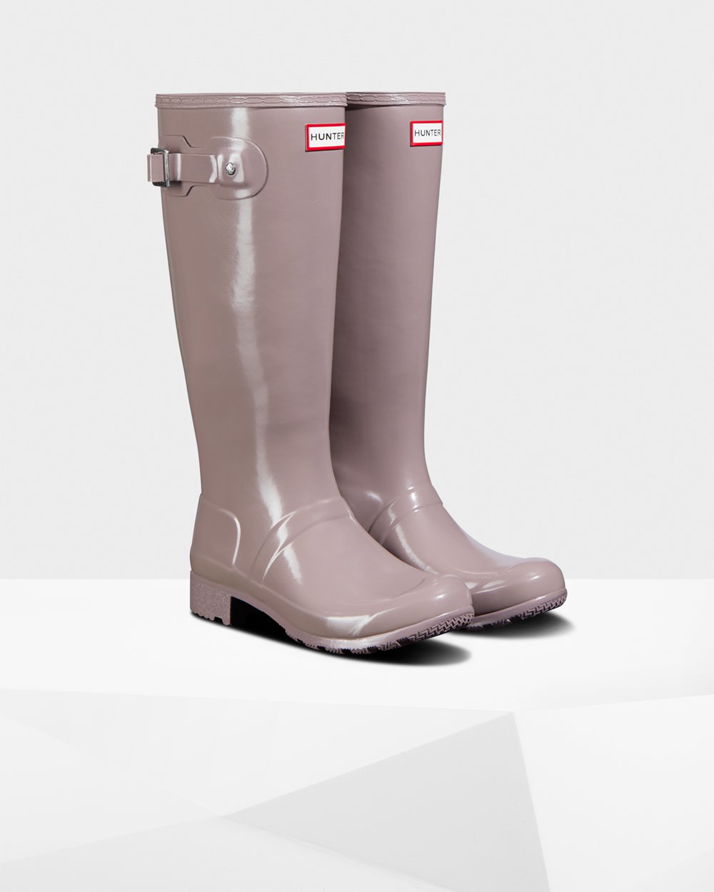 Women Hunter Original Tour Foldable Gloss | Tall Rain Boots Purple | NZ-61043-PNUC